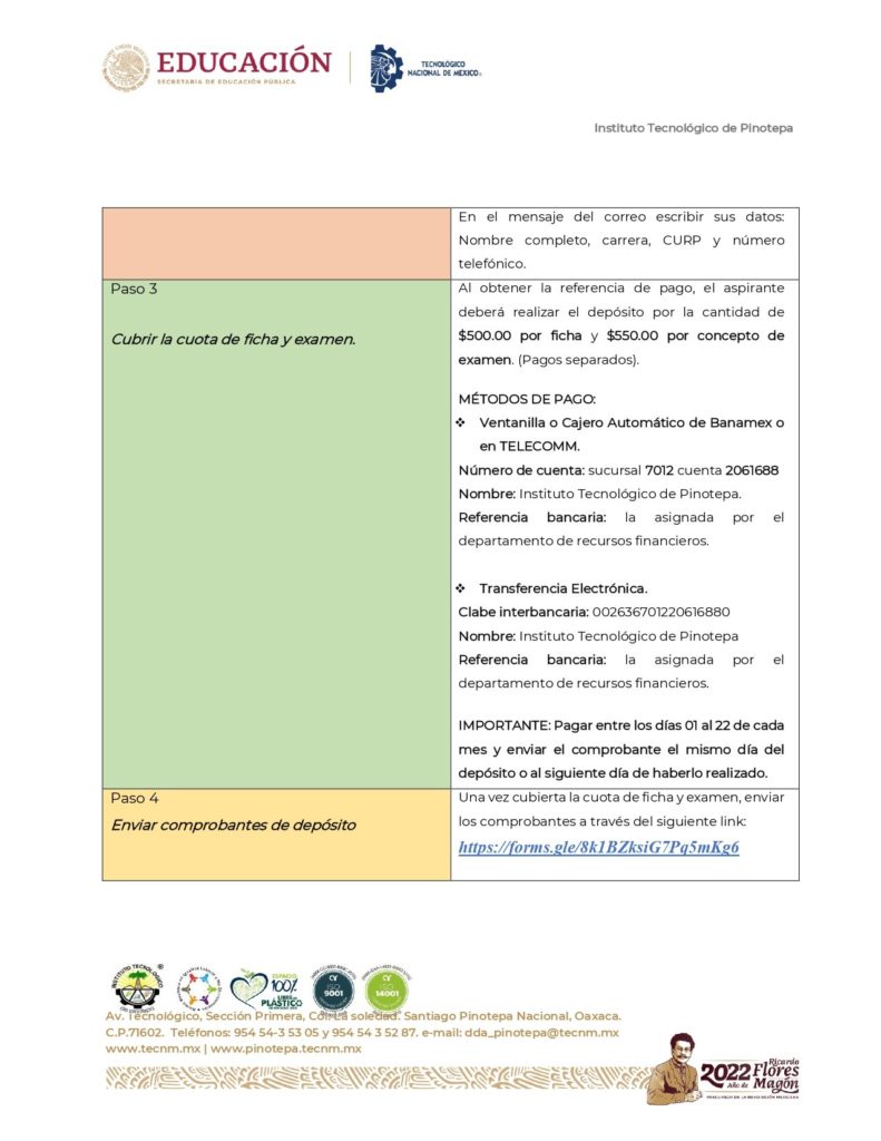 Procedimiento para Obtener Ficha de Admisión 2022 Tecnológico